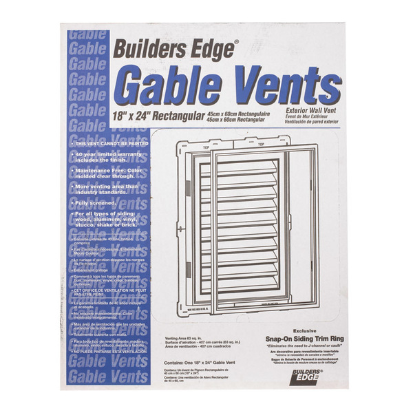 Builders Edge Vent Gable Wht Plas18X24 120061824117